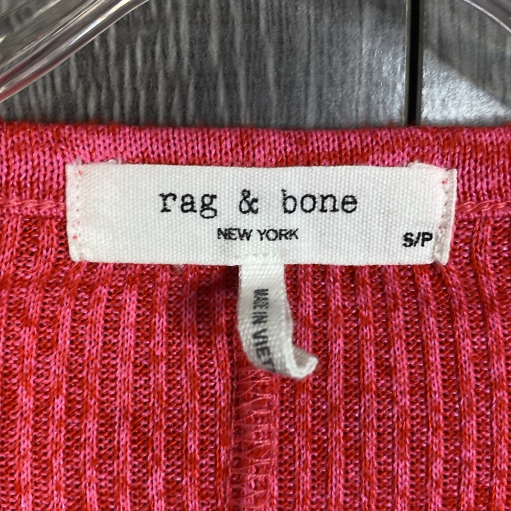 Rag & Bone Heathered Hot Pink Ribbed Long Sleeve Top Women's Small - Picture 4 of 7